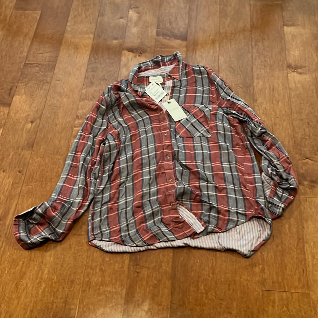 Red And Grey Lucky Brand Shirt Brand New